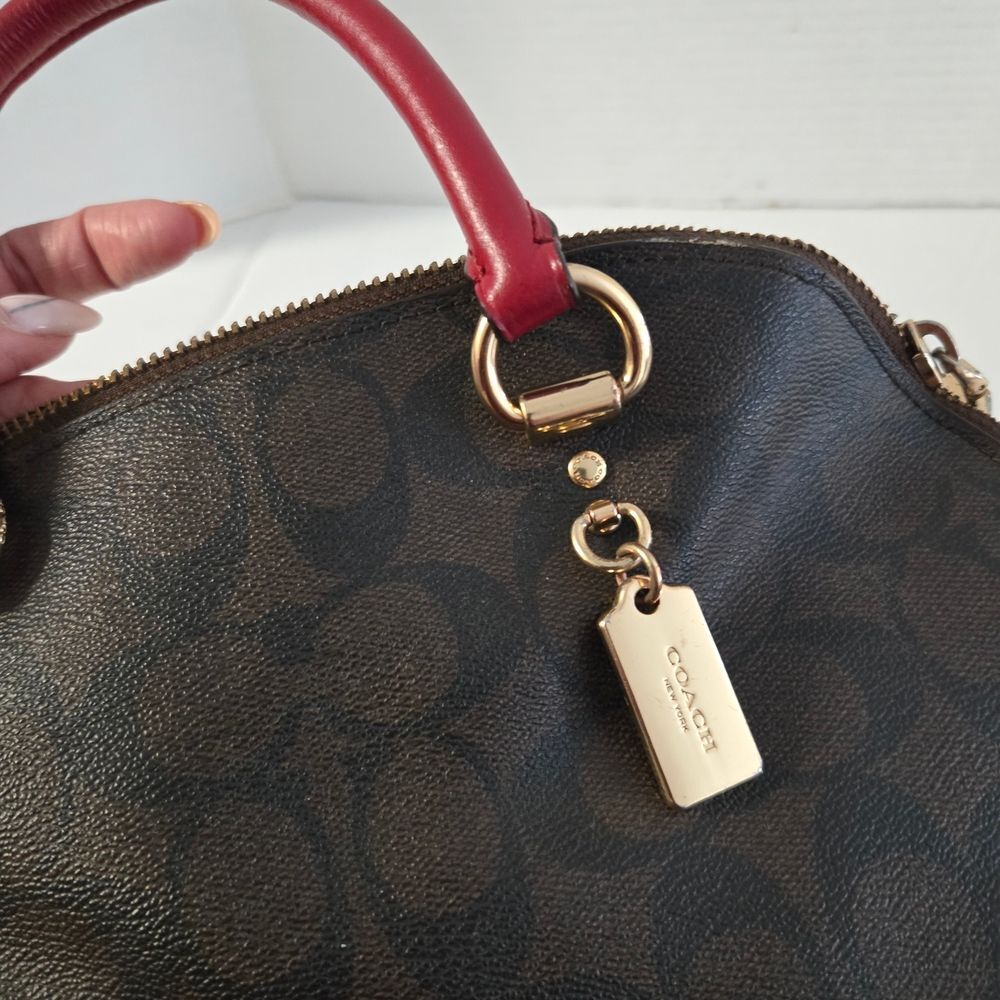 Coach Brown and Red Satchel - Picture 8 of 15